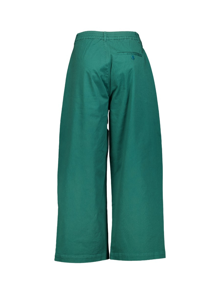 Dark pine green wijde broek met bandplooien Prudie Twill Rue De Tokyo