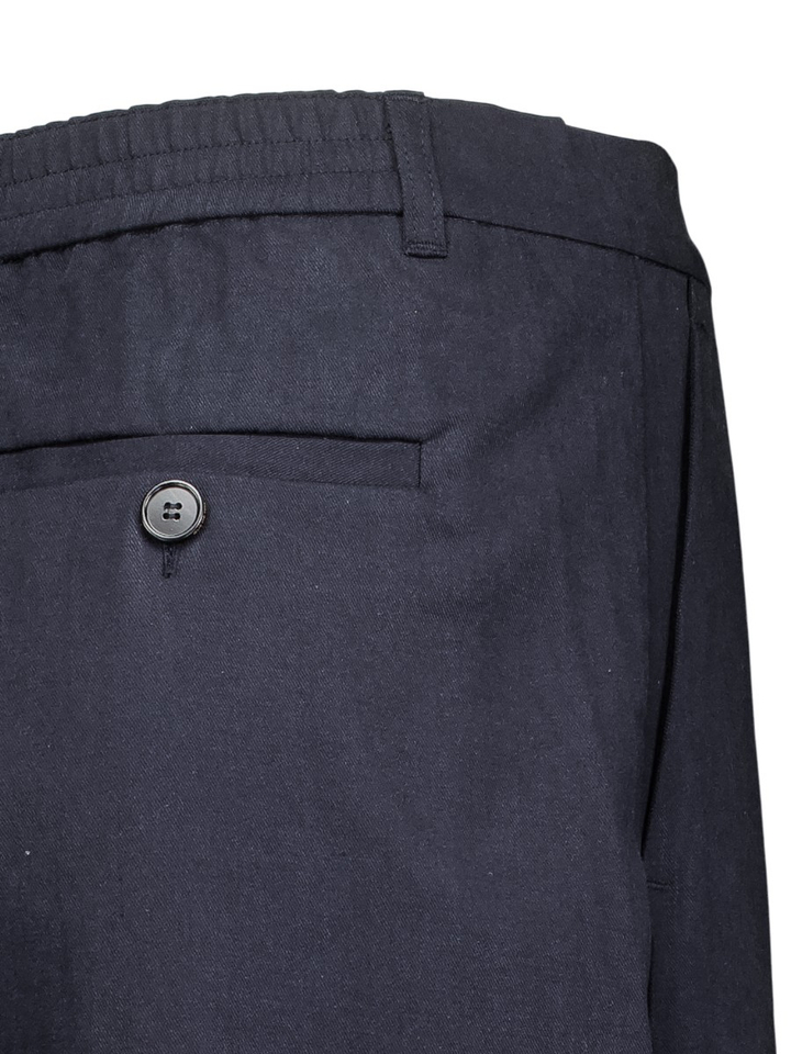 Navy blauwe wijde broek met bandplooi Rue De Tokyo