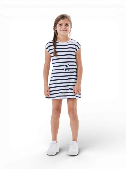 Witte jurk met blauwe strepen Name It