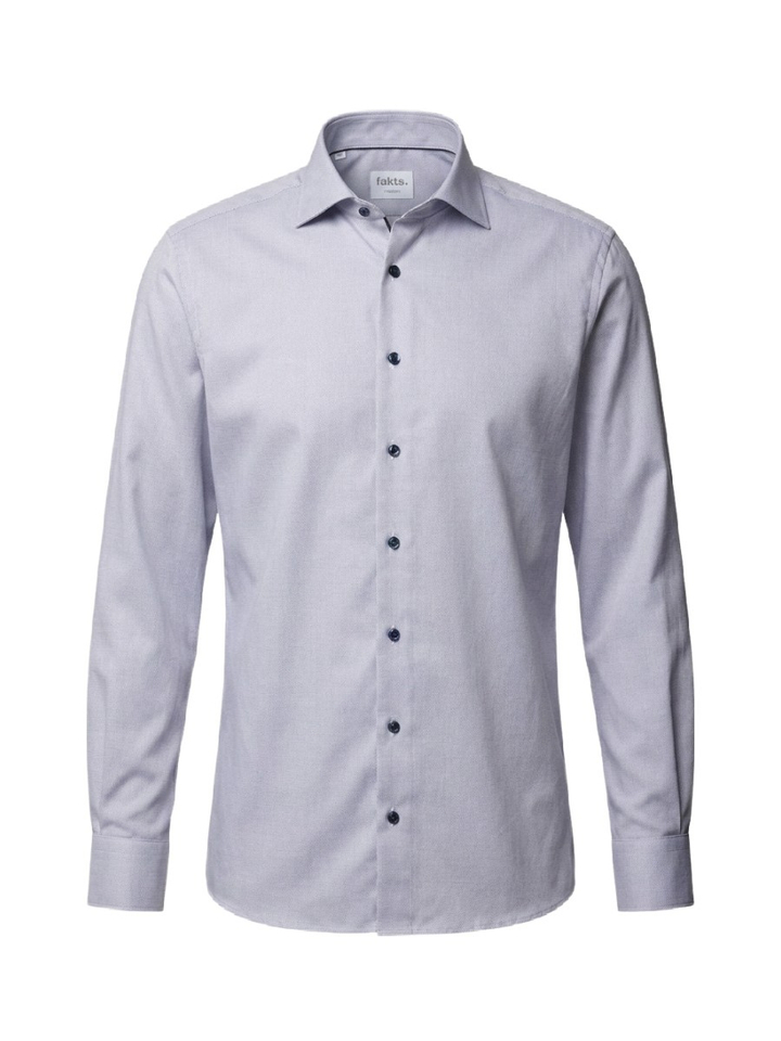 Blue dark faux uni katoenen hemd (modern fit) met lange mouwen Fakts