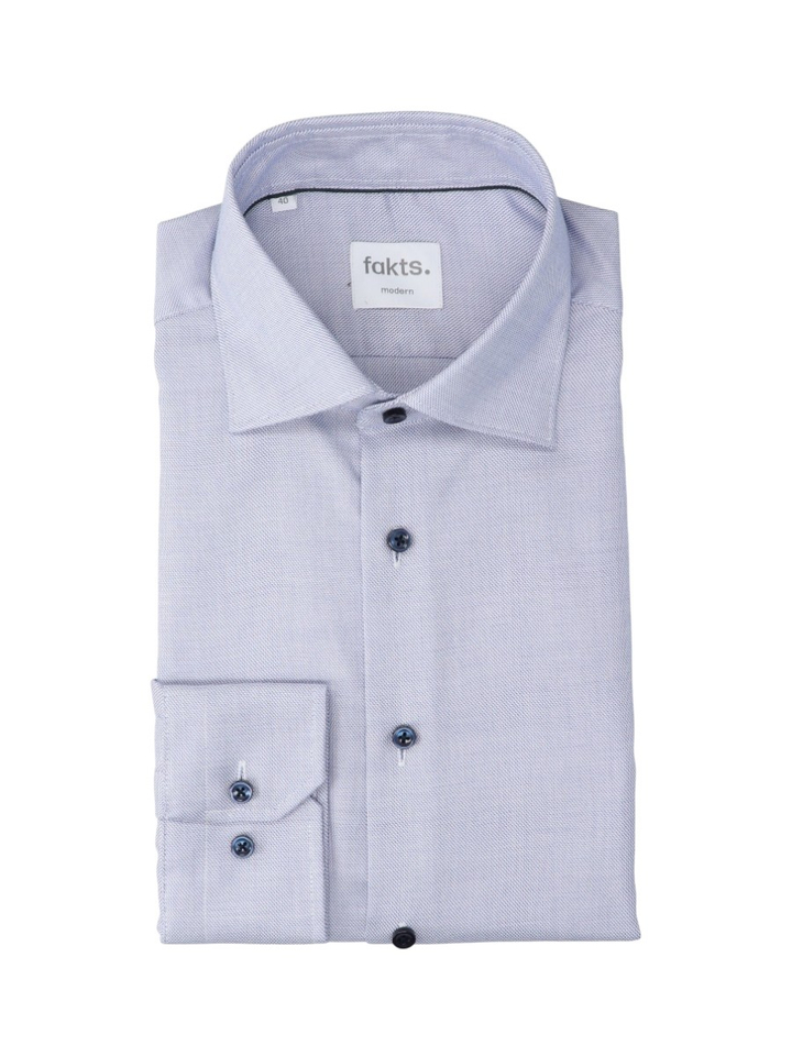 Blue dark faux uni katoenen hemd (modern fit) met lange mouwen Fakts