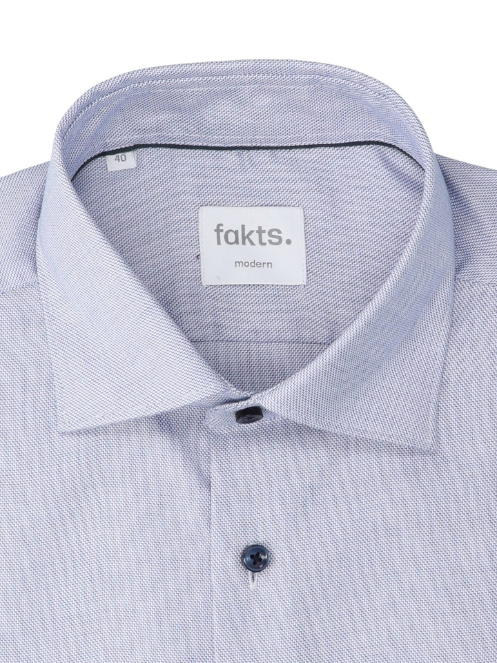 Blue dark faux uni katoenen hemd (modern fit) met lange mouwen Fakts