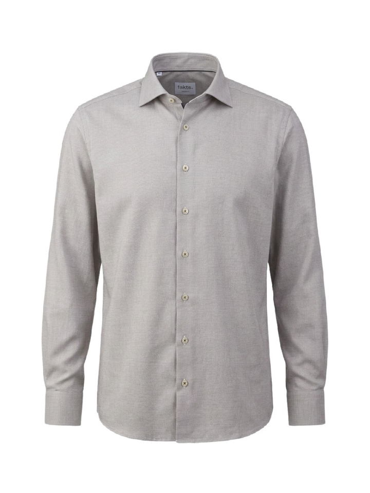 Brown faux uni katoenen hemd (modern fit) met lange mouwen Fakts 