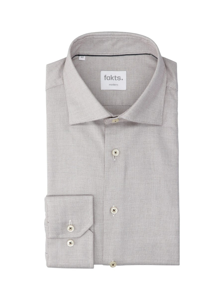 Brown faux uni katoenen hemd (modern fit) met lange mouwen Fakts 