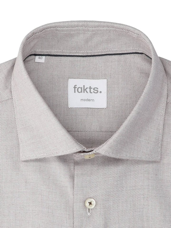 Brown faux uni katoenen hemd (modern fit) met lange mouwen Fakts 