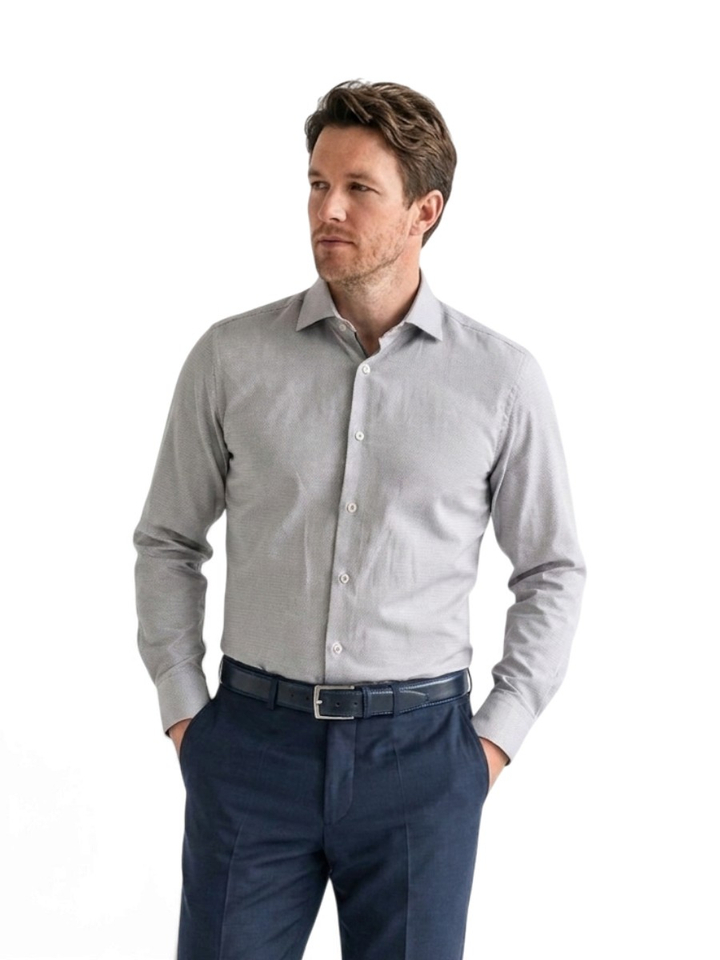 Brown faux uni katoenen hemd (modern fit) met lange mouwen Fakts 
