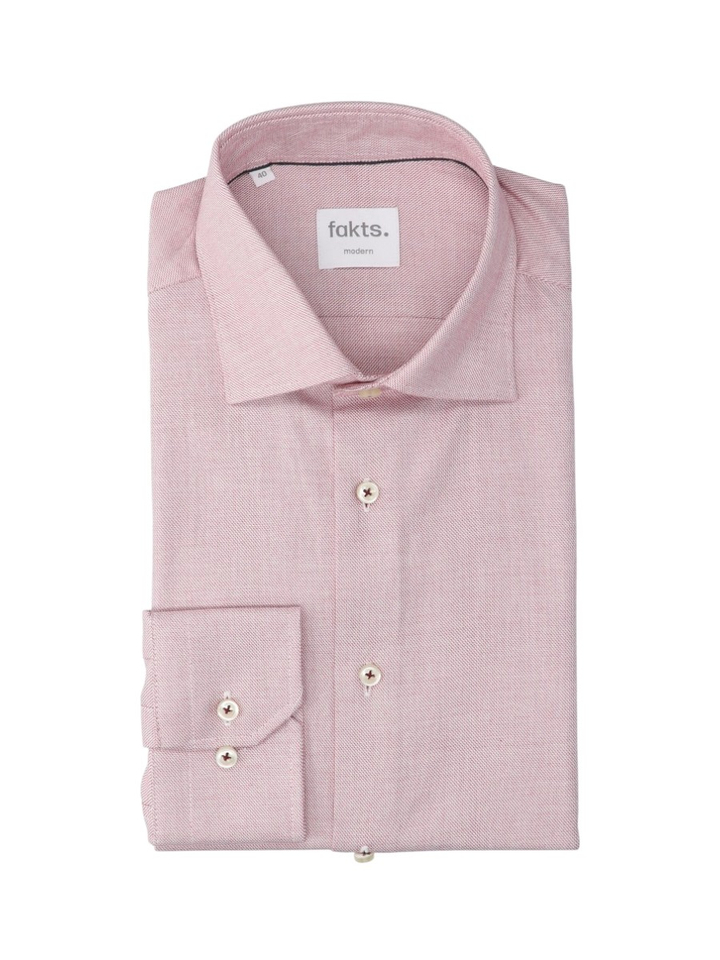 Red dark faux uni katoenen hemd (modern fit) met lange mouwen Fakts