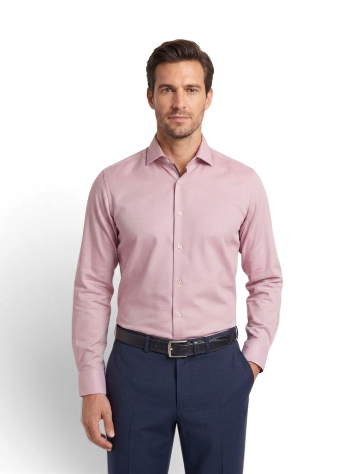 Red dark faux uni katoenen hemd (modern fit) met lange mouwen Fakts