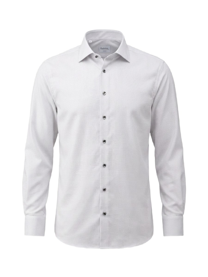 Grey faux uni katoenen hemd (modern fit) met lange mouwen Fakts