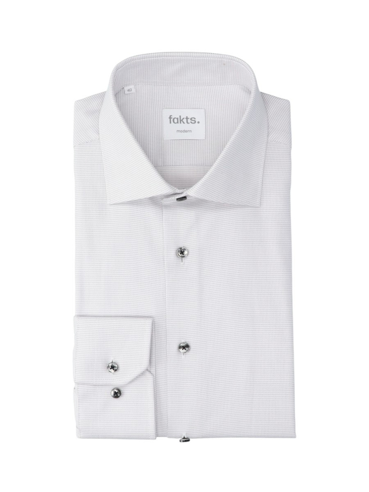 Grey faux uni katoenen hemd (modern fit) met lange mouwen Fakts