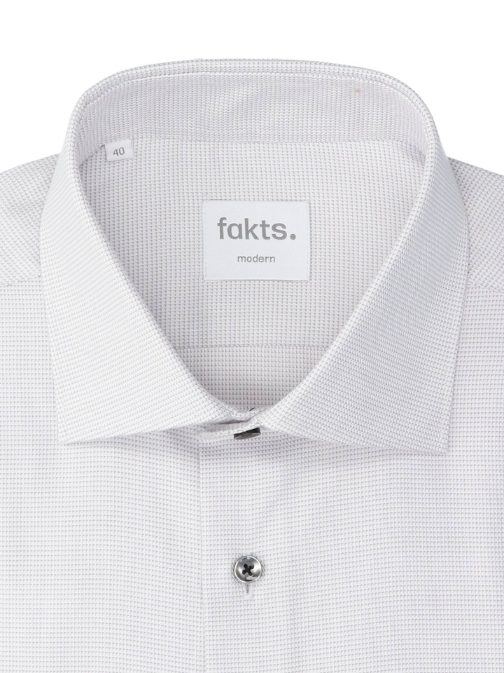 Grey faux uni katoenen hemd (modern fit) met lange mouwen Fakts