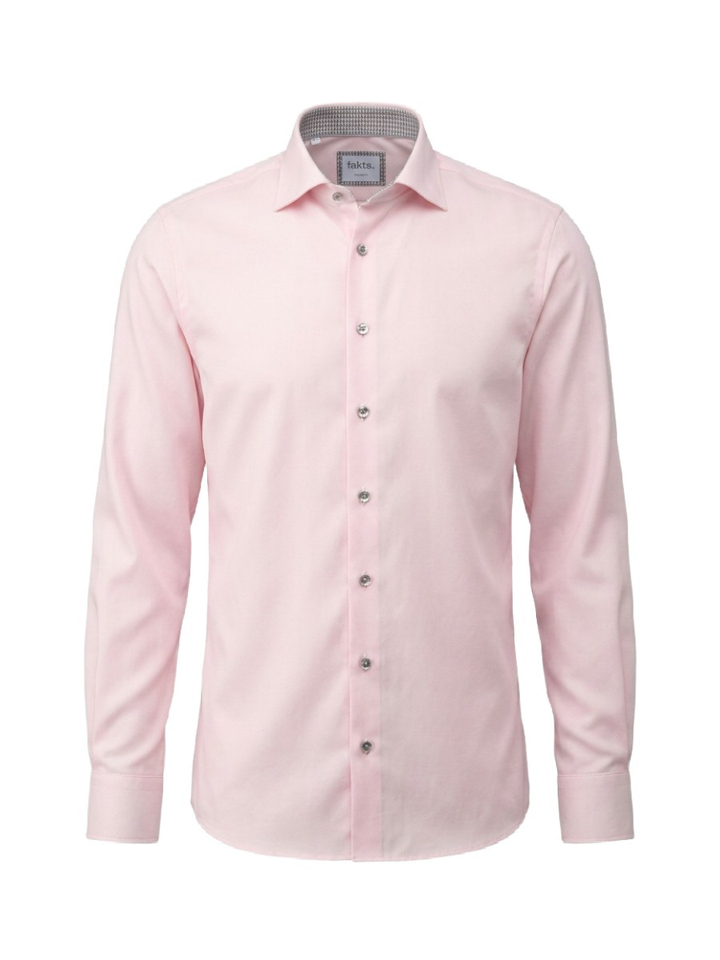 Rose uni katoenen hemd (modern fit) met structuur en lange mouwen Fakts