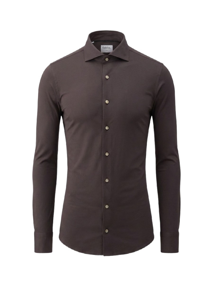 Brown uni katoenen hemd (slim fit) met lange mouwen Fakts
