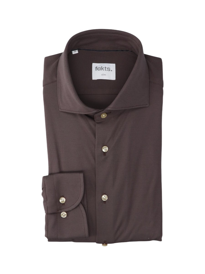 Brown uni katoenen hemd (slim fit) met lange mouwen Fakts