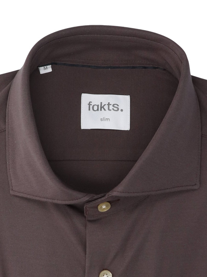 Brown uni katoenen hemd (slim fit) met lange mouwen Fakts