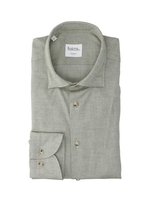 Olive groen hemd met lange mouwen Modern Fit Fakts