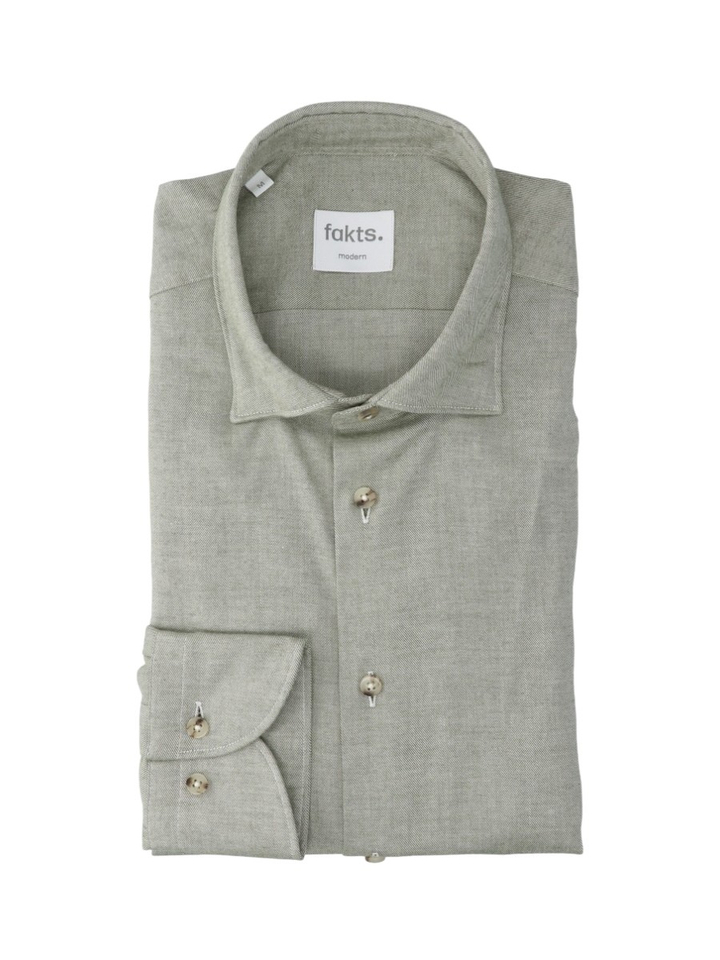 Olive groen hemd met lange mouwen Modern Fit Fakts
