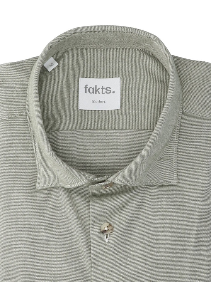 Olive groen hemd met lange mouwen Modern Fit Fakts