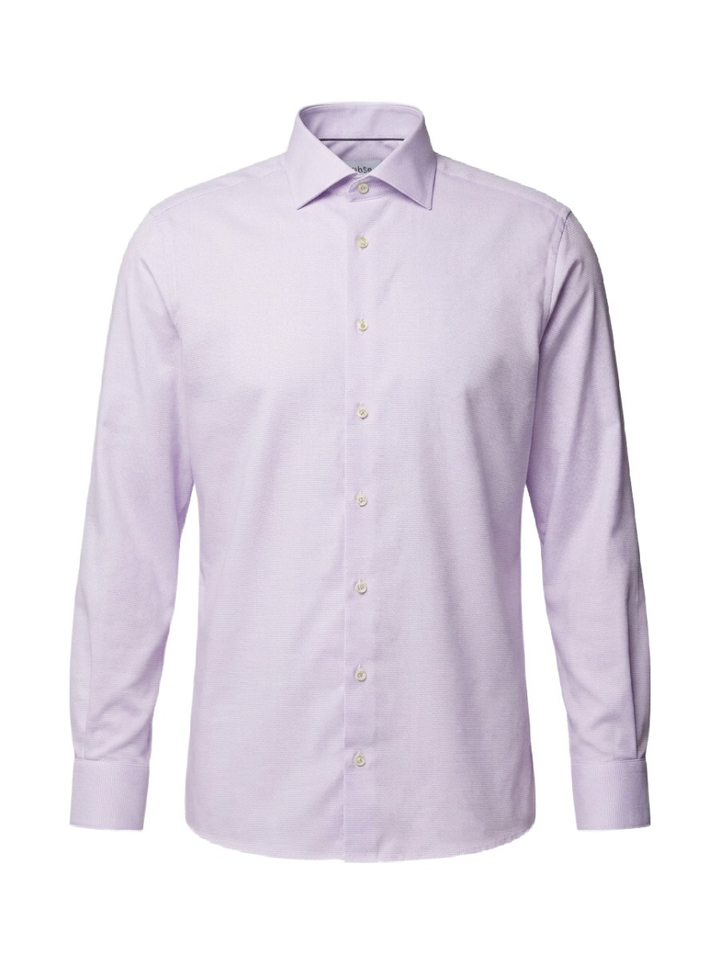 Lila faux uni katoenen hemd (modern fit) met details en lange mouwen Fakts 