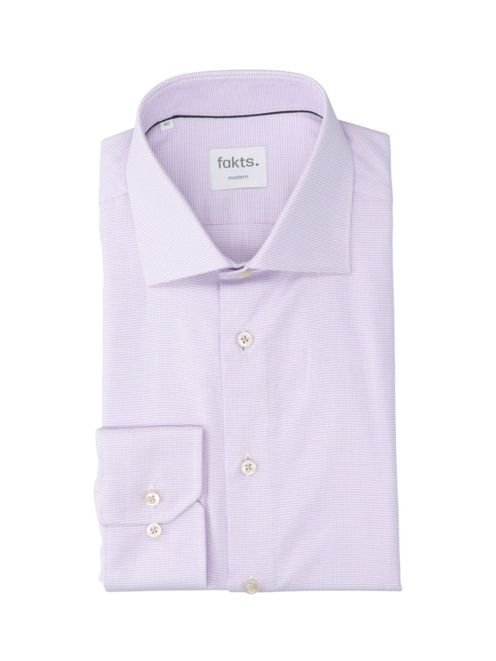 Lila faux uni katoenen hemd (modern fit) met details en lange mouwen Fakts 