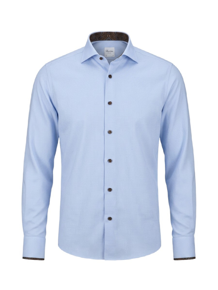 Light blue katoenen hemd (regular fit) met details en lange mouwen Stenstroms