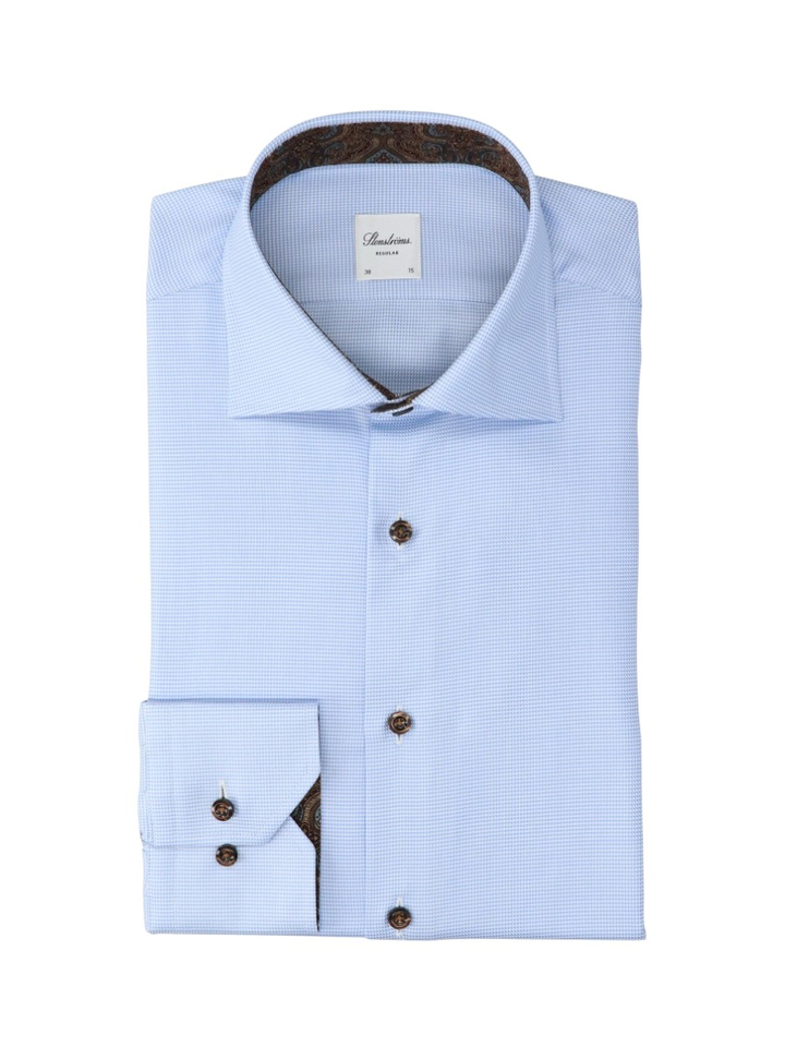 Light blue katoenen hemd (regular fit) met details en lange mouwen Stenstroms