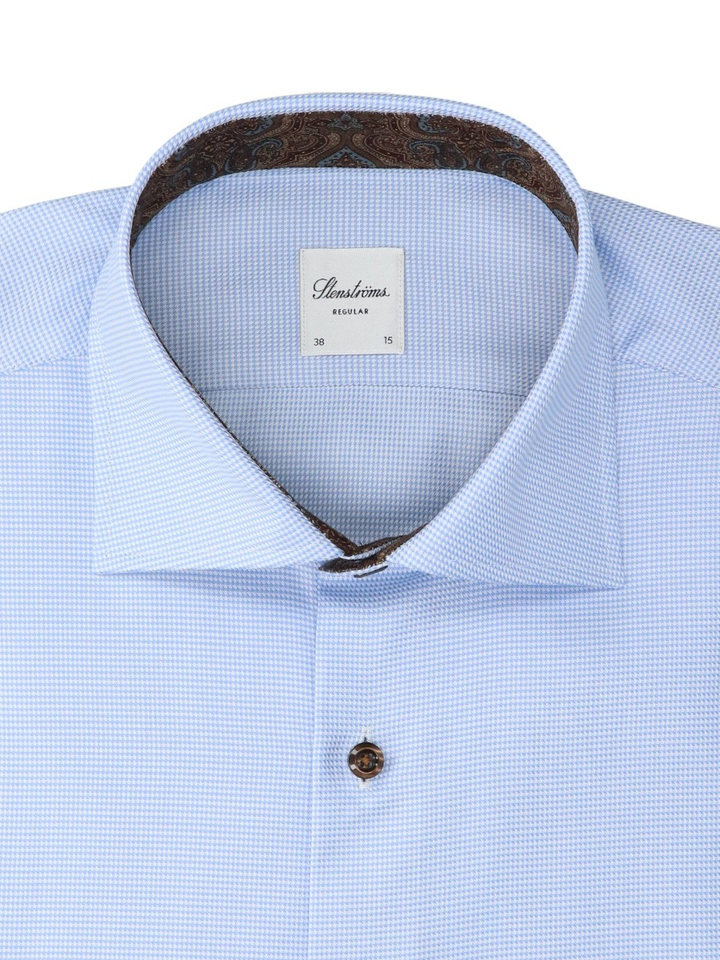 Light blue katoenen hemd (regular fit) met details en lange mouwen Stenstroms