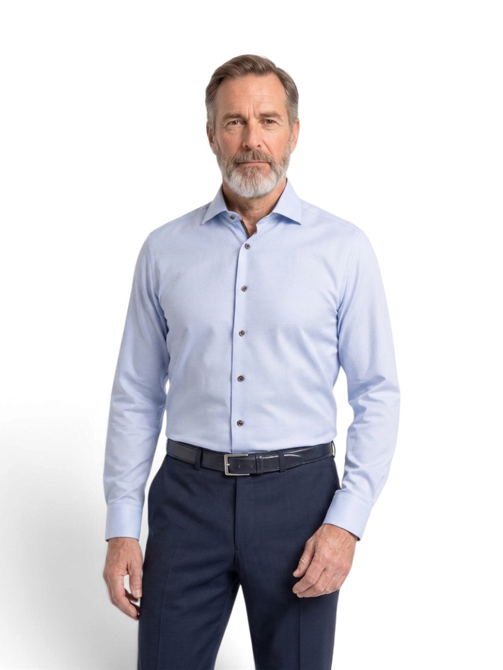 Light blue katoenen hemd (regular fit) met details en lange mouwen Stenstroms
