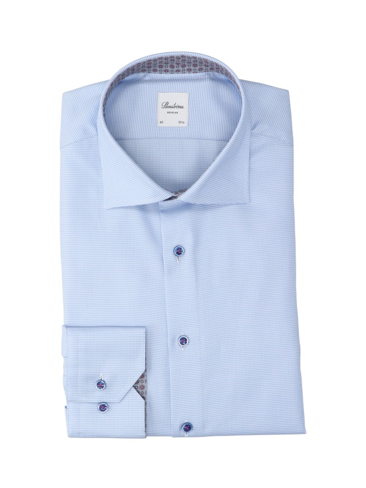 Light blue katoenen hemd (regular fit) met details en lange mouwen Stenströms