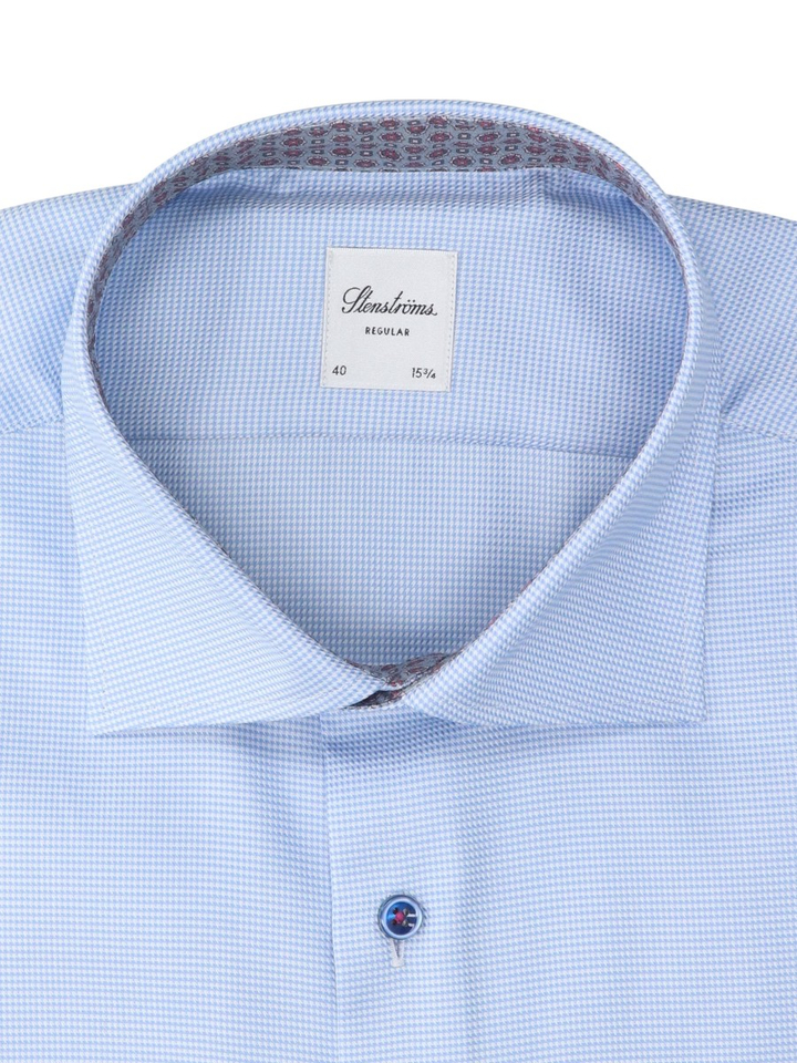 Light blue katoenen hemd (regular fit) met details en lange mouwen Stenströms