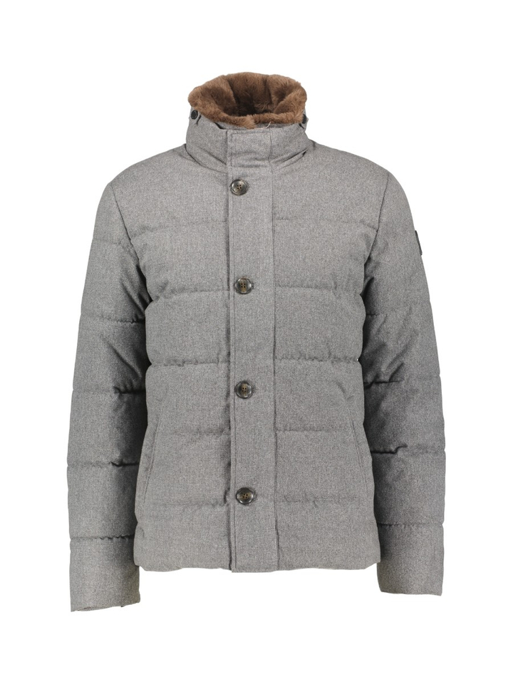 Grijze jas met faux fur kraag Luca Agiato