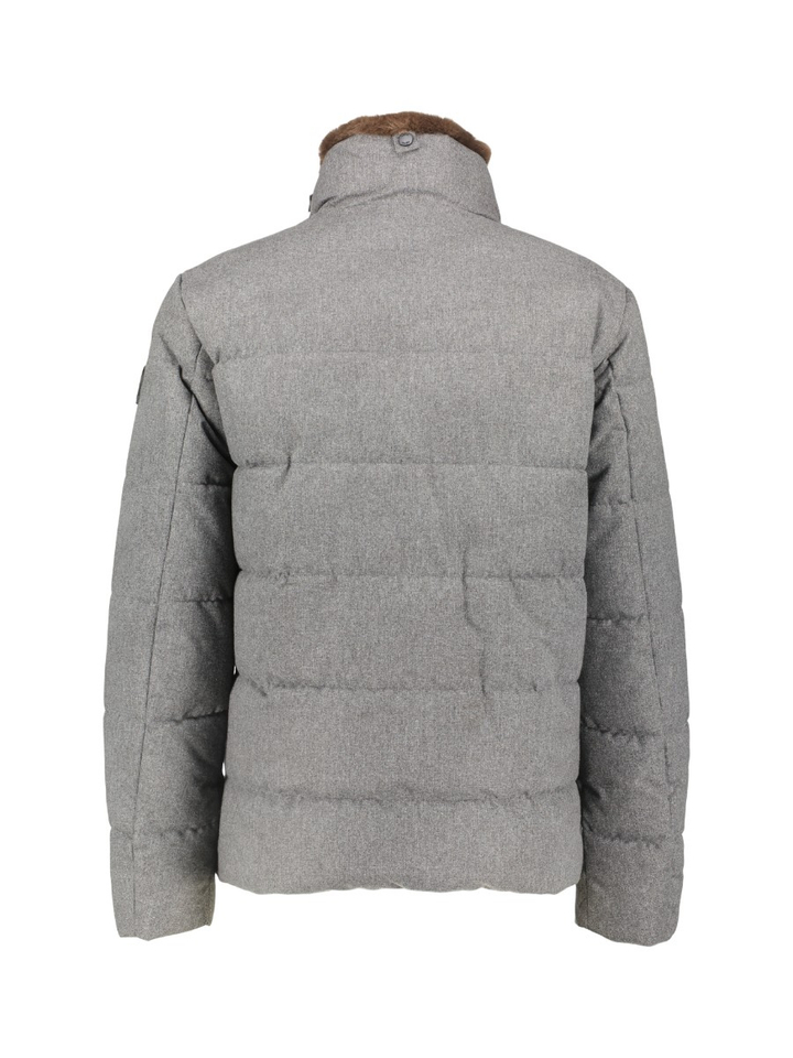Grijze jas met faux fur kraag Luca Agiato