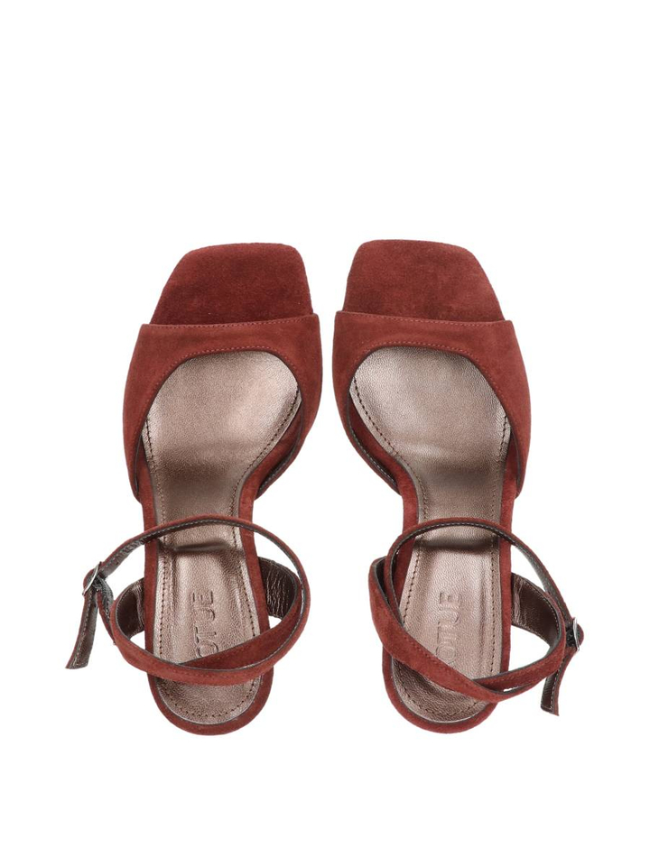 Terracotta kleurige sandaal met hak in verlours Dial Drunk Rotue