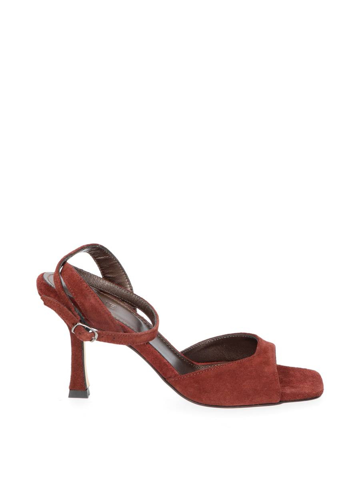 Terracotta kleurige sandaal met hak in verlours Dial Drunk Rotue