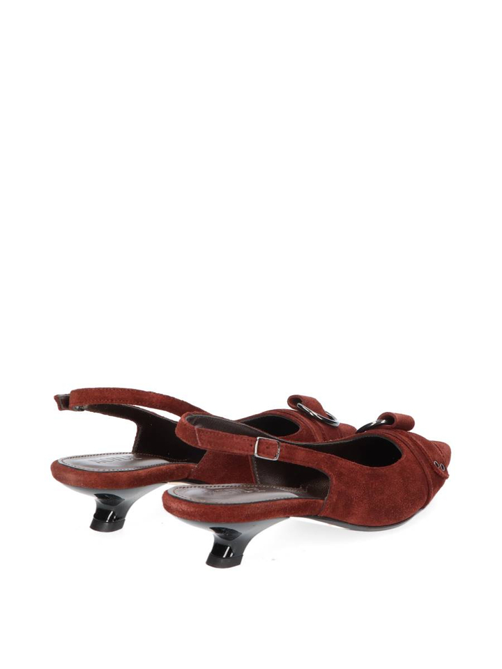 Terracotta kleurige sandalen met hak in velours Bad Habbits Rotue