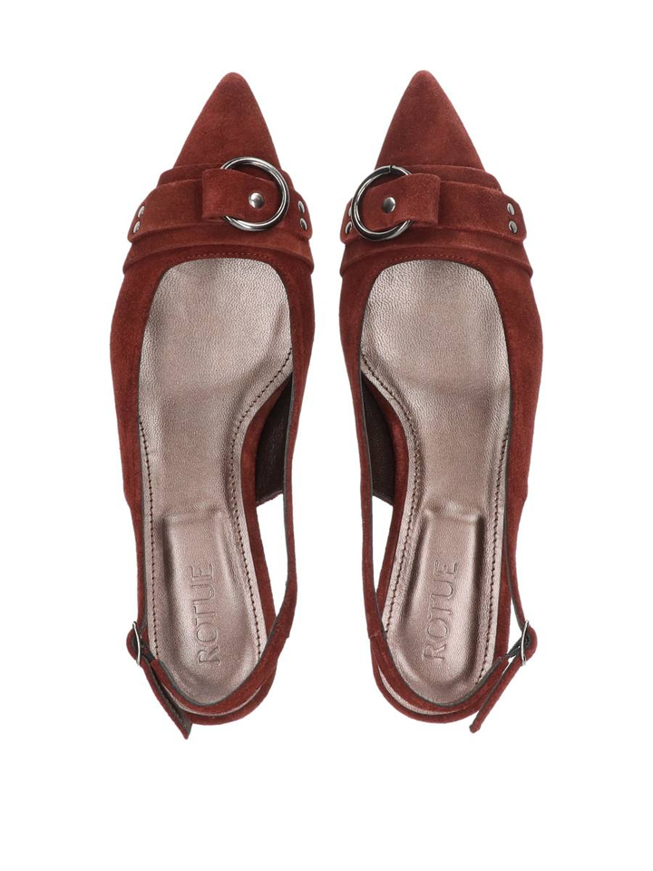 Terracotta kleurige sandalen met hak in velours Bad Habbits Rotue