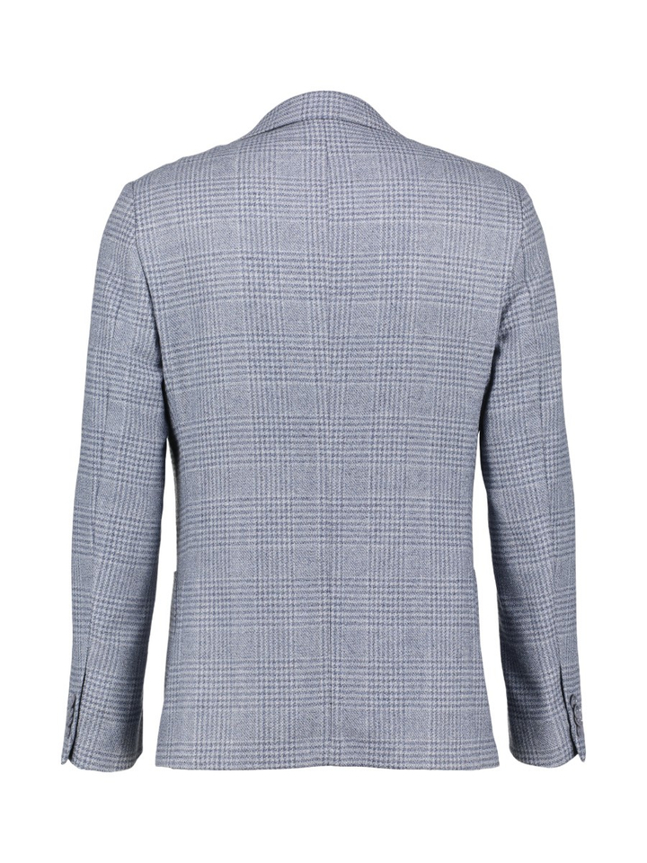 Blauwe blazer met fijne ruit Lecco Gentiluomo