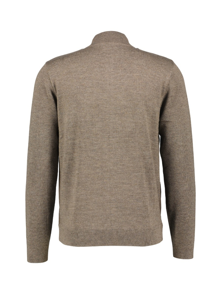 Bruine wollen cardigan vooraan in suèdelook Gentiluomo