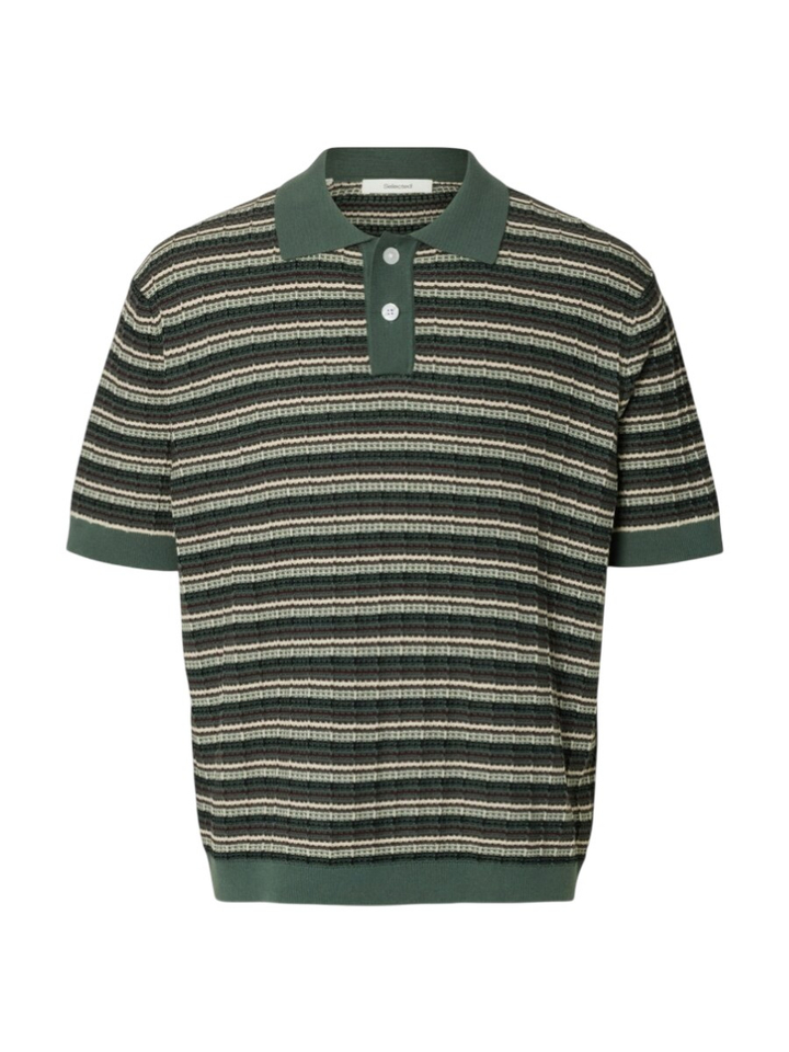 Groene gestreepte polo Selected 