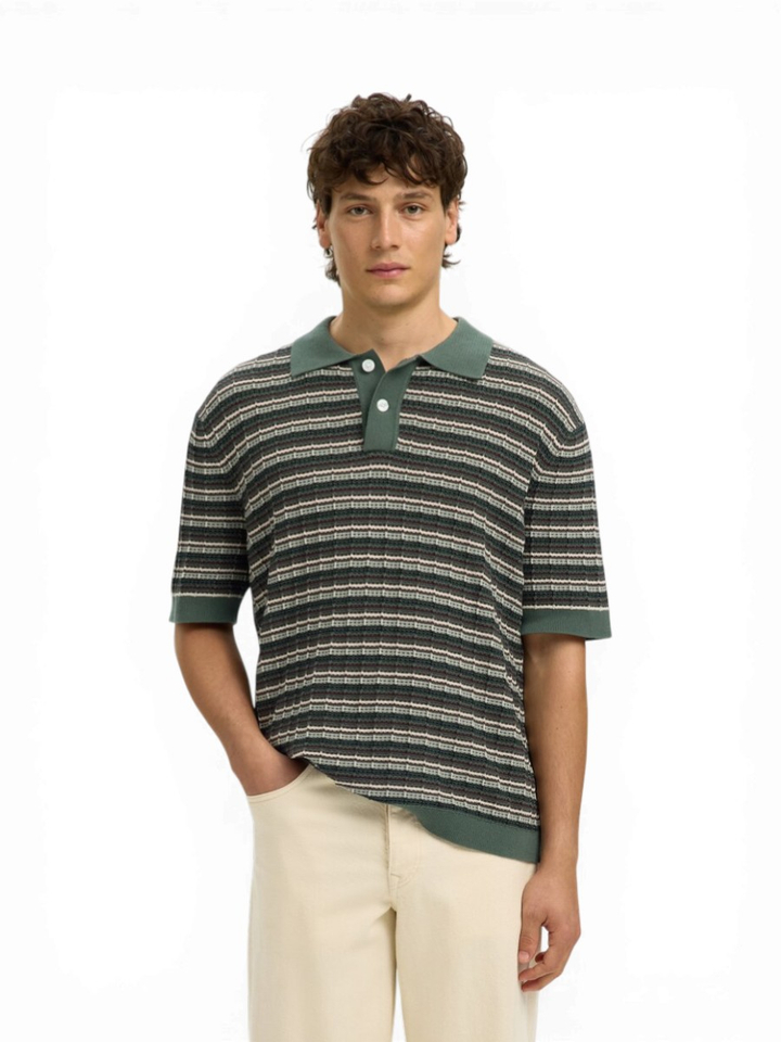Groene gestreepte polo Selected 