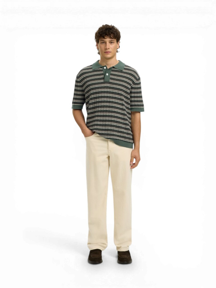 Groene gestreepte polo Selected 