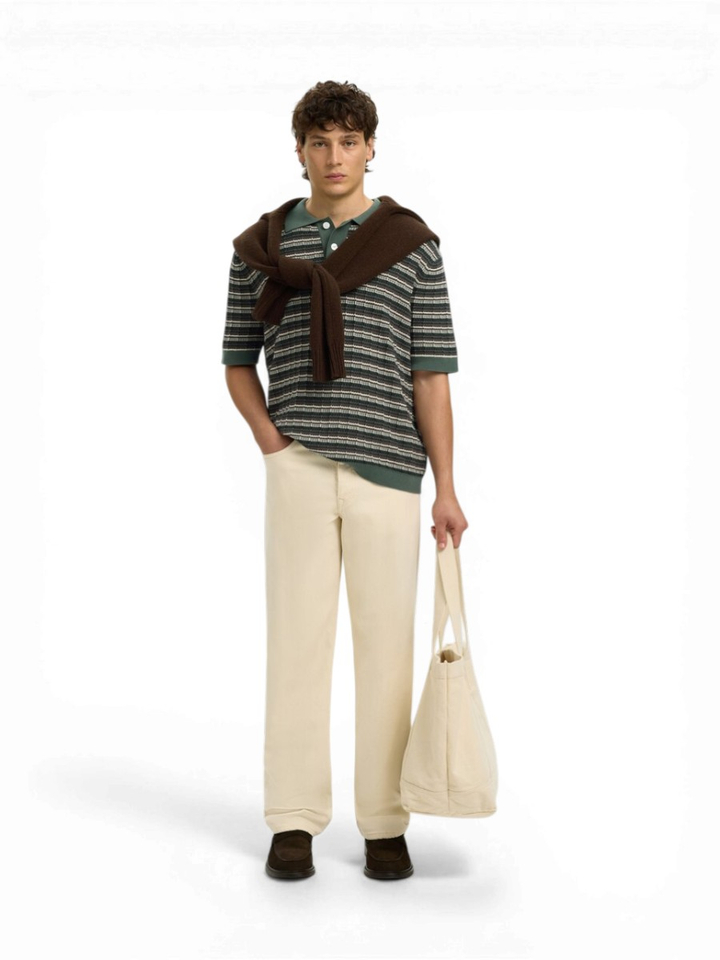 Groene gestreepte polo Selected 