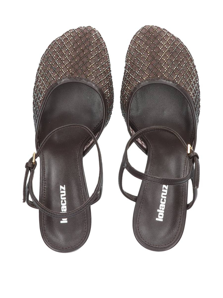 Bruine slingback pump met glitterdetail Lola Cruz