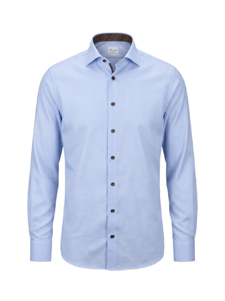 Light blue katoenen hemd (regular fit) met extra lange mouwen Stenströms