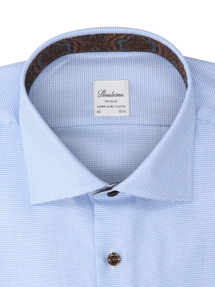 Light blue katoenen hemd (regular fit) met extra lange mouwen Stenströms 