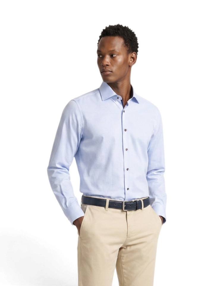 Light blue katoenen hemd (regular fit) met extra lange mouwen Stenströms