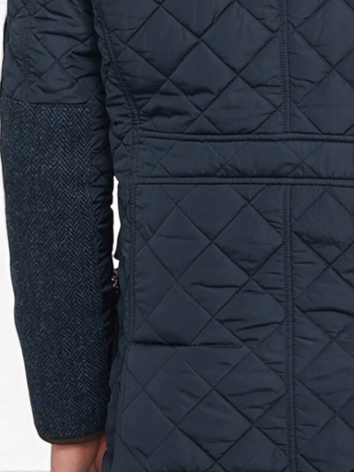 Blauwe padded jas met ribfluwelen kraag Boston Wellington