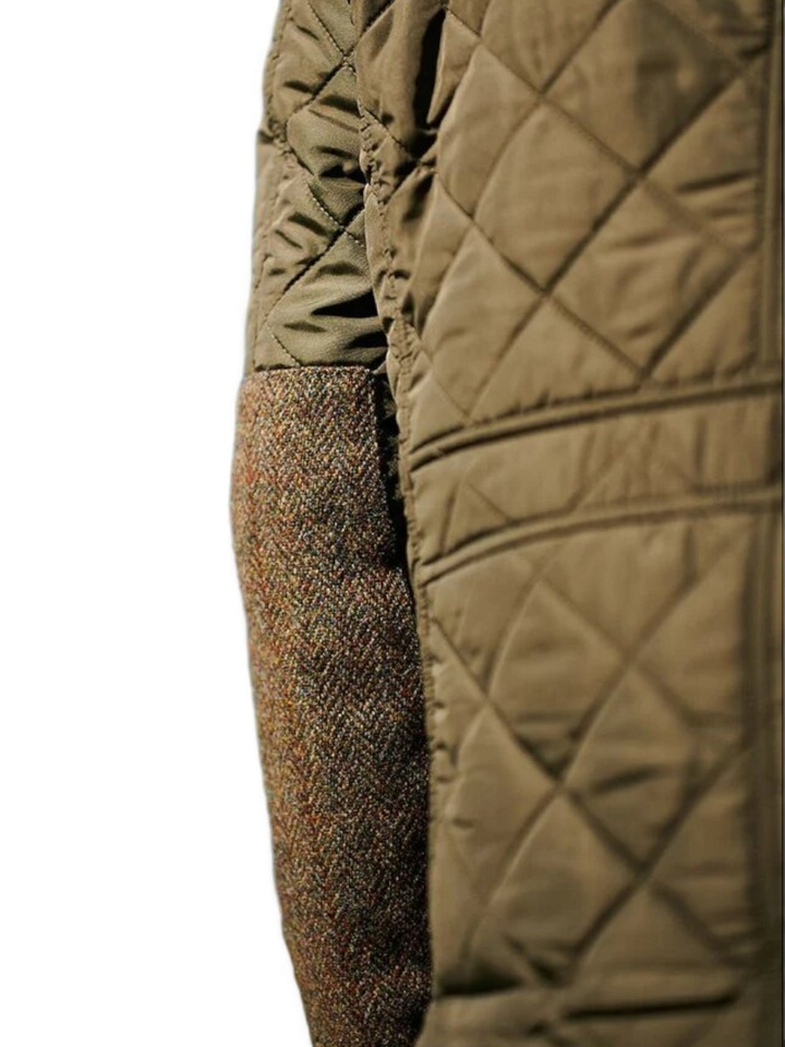 Kaki padded jas met ribfluwelen kraag Boston Wellington Of Bilmore
