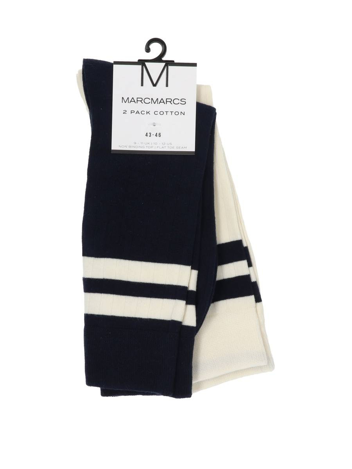 Donkerblauwe/witte 2-Pack sokken Albert MarcMarcs