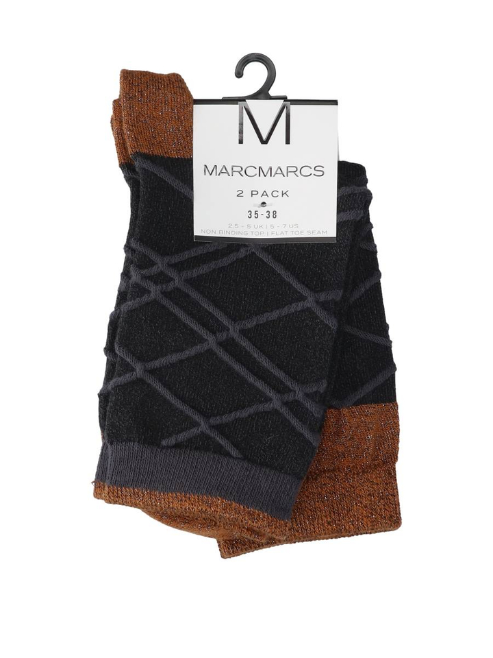 Donkergrijze 2-pack sokken met een verfijnde glinsterende boord Tess Marcmarcs